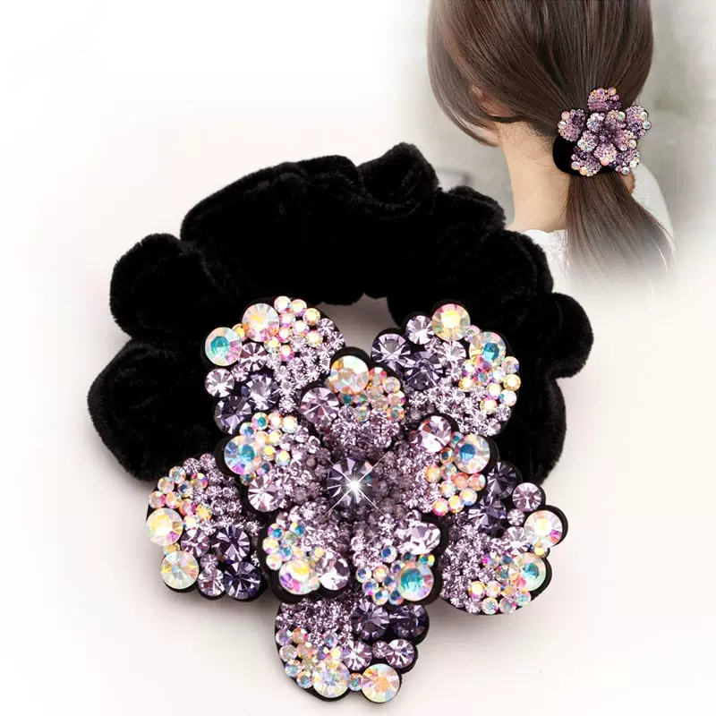 Silicone Band Women - Mulheres strass scrunchies veludo elástico faixas