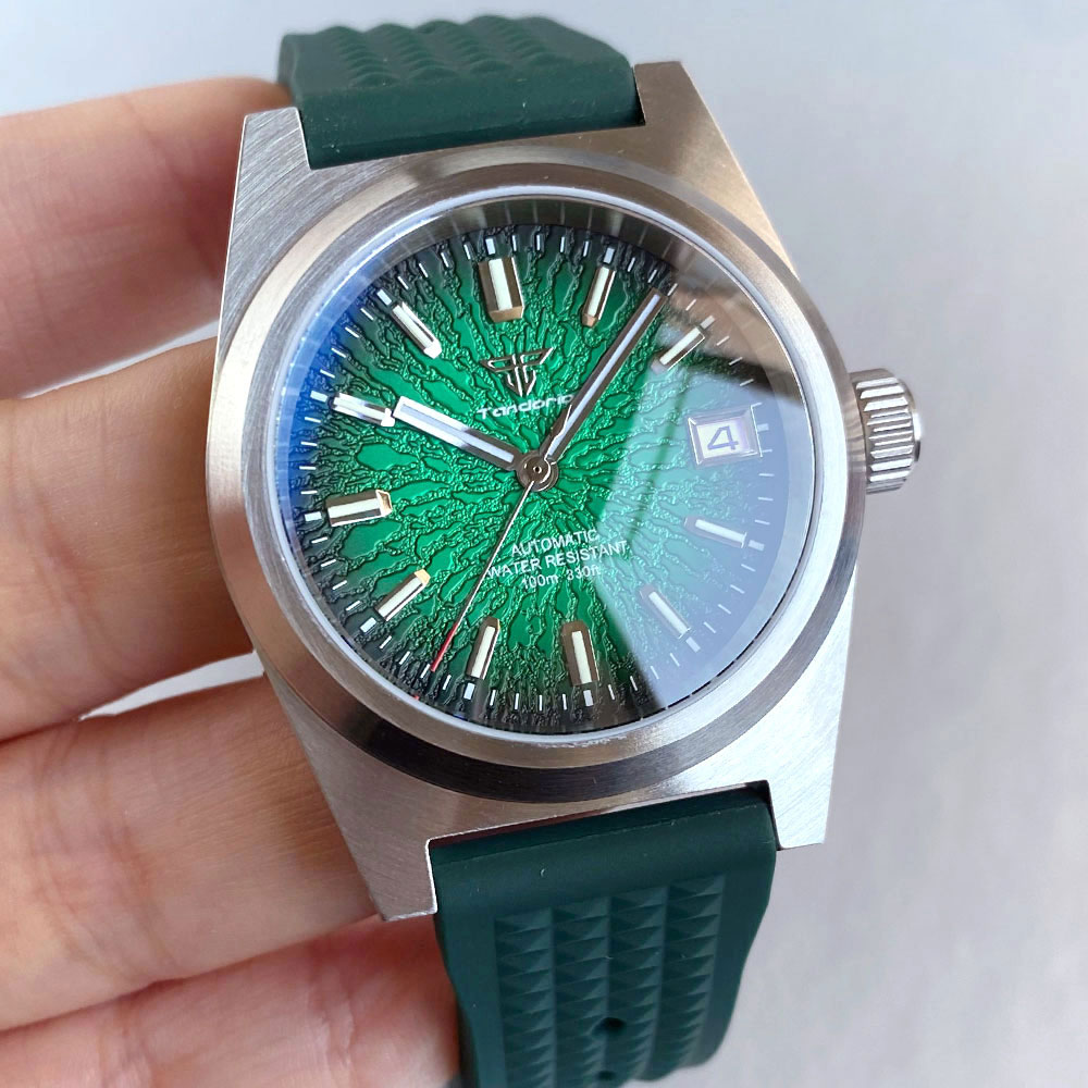 Rubber Strap Diver - Novo 38mm relógio mecânico masculino campo