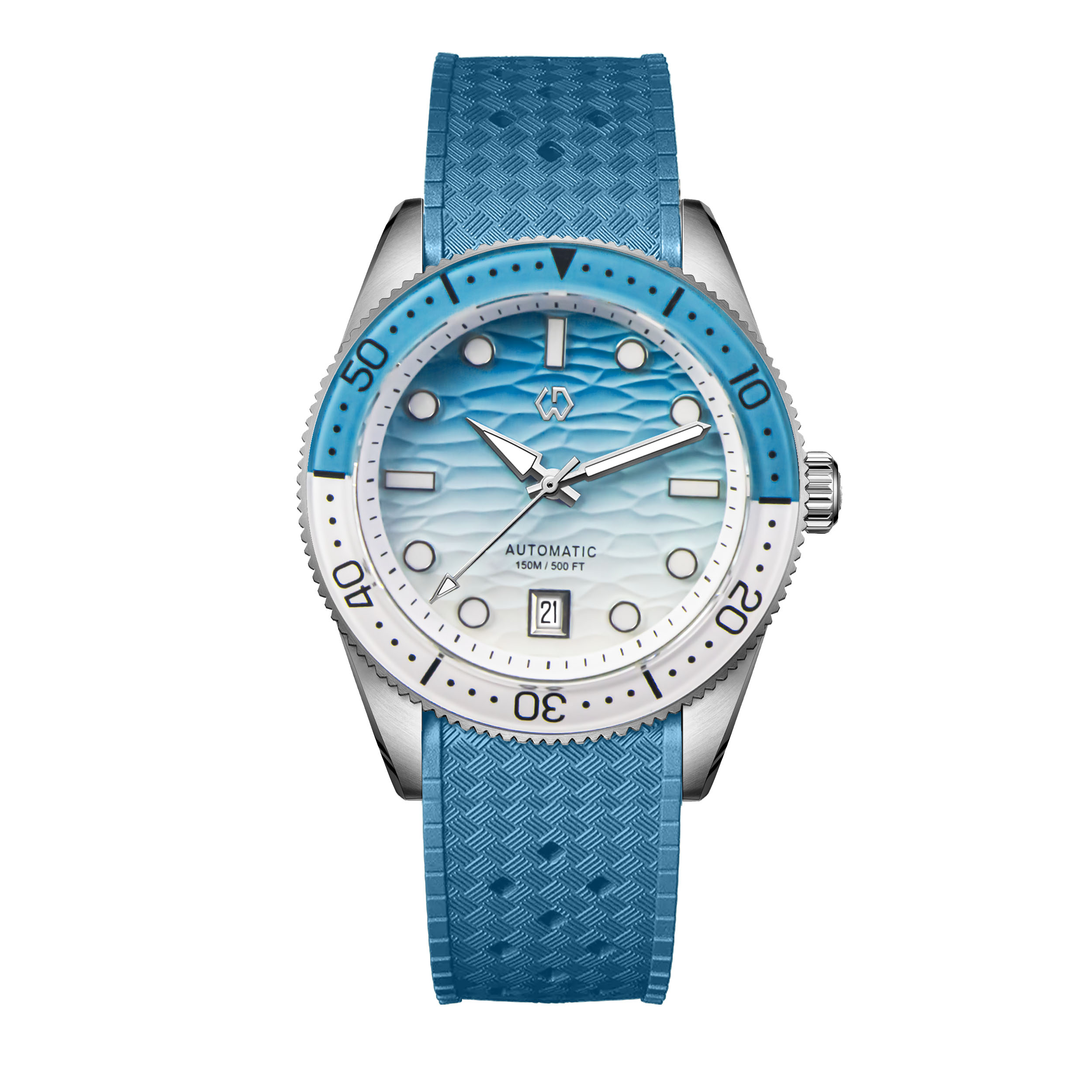 Rubber Strap Diver - 40mm mergulhador relógio textura relógios masculinos