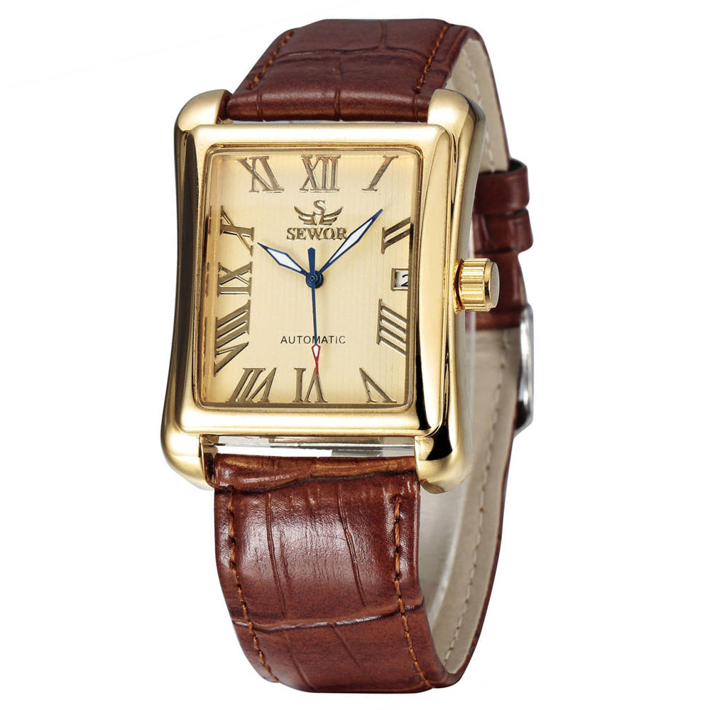 Cartier Watch Santos - SEWOR-Relógio Mecânico Automático Retângulo de Ouro