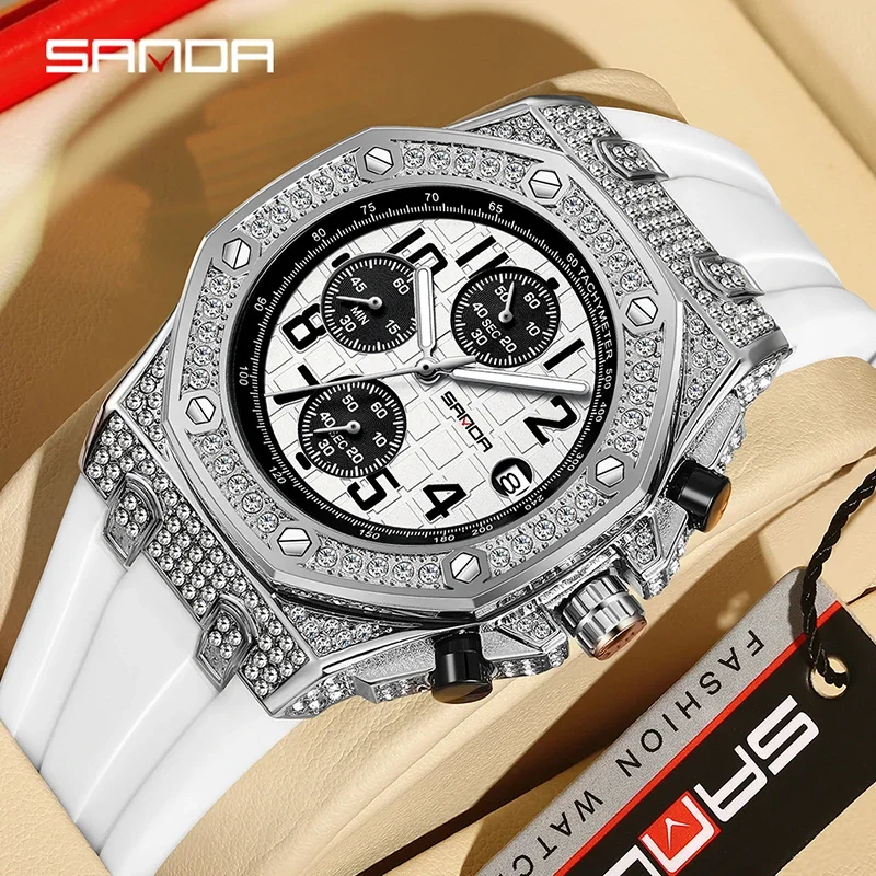 Rubber Strap Diver - Relógio de Quartzo Masculino SANDA 7026,