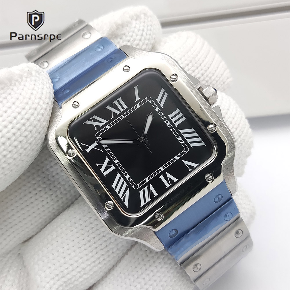 Cartier Watch Santos - Relógios Masculinos com Caixa Quadrada, Novo