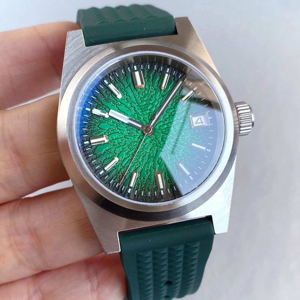 Novo 38mm relógio mecânico mas - Rubber Strap Diver avaliação e preço