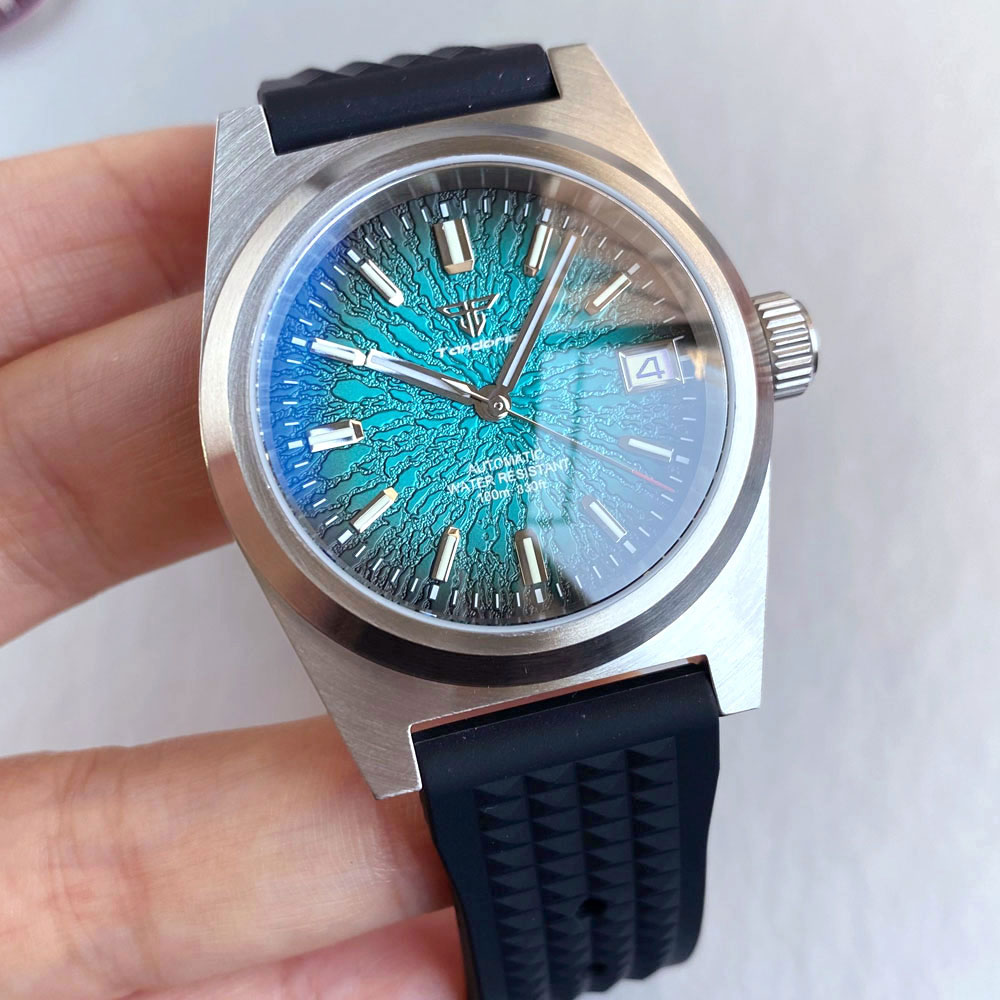 Novo 38mm relógio mecânico mas - Rubber Strap Diver avaliação e preço
