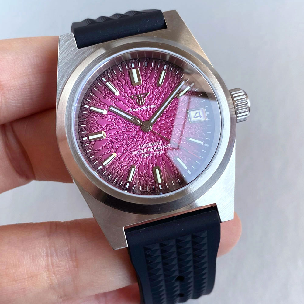 Novo 38mm relógio mecânico mas - Rubber Strap Diver avaliação e preço