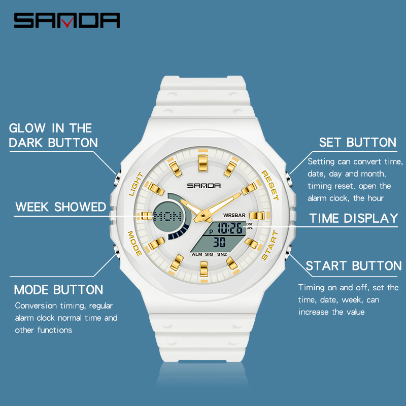 SANDA-Relógios de quartzo impe - Seiko Watch 5 Sports avaliação e preço