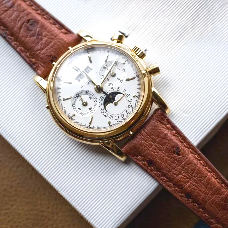 Pulseira de couro com padrão d - Patek Philippe Watch Calatrava avaliação e preço