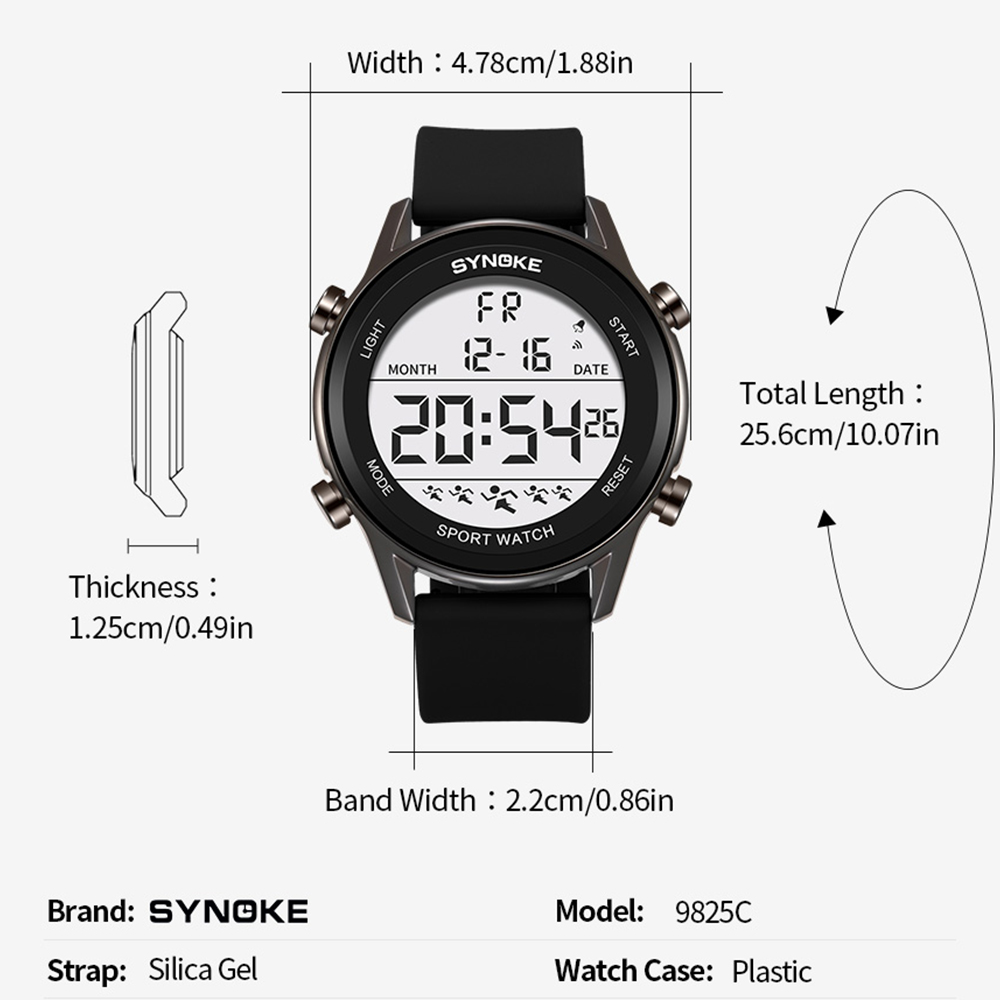 SYNOKE-Relógios Digitais à pro - Rubber Strap Diver avaliação e preço