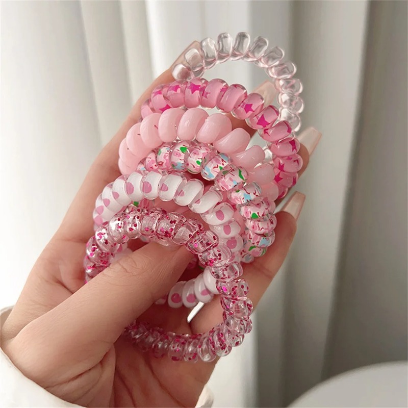 6pcs Laços de Cabelo em Resina - Silicone Band Women avaliação e preço